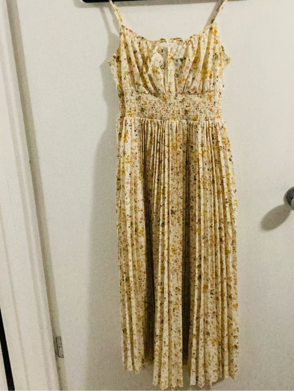 J. Crew Yellow Floral Smocked Maxi Dress